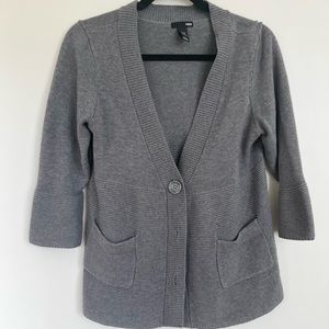 H&M knitted cardigan, 3/4 sleeves, Gray, Medium